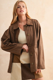 Suede Button Front Jacket