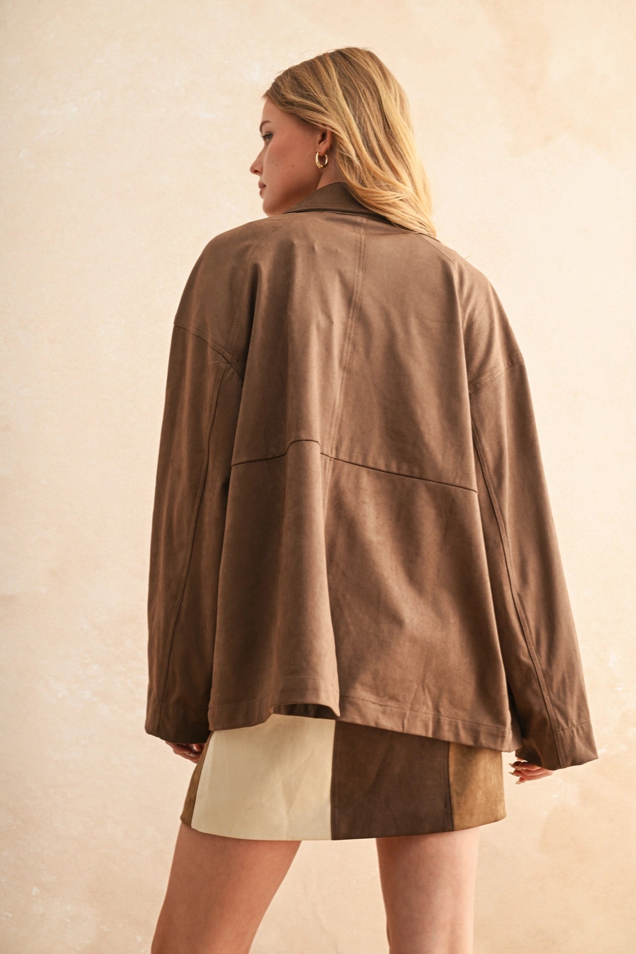 Suede Button Front Jacket