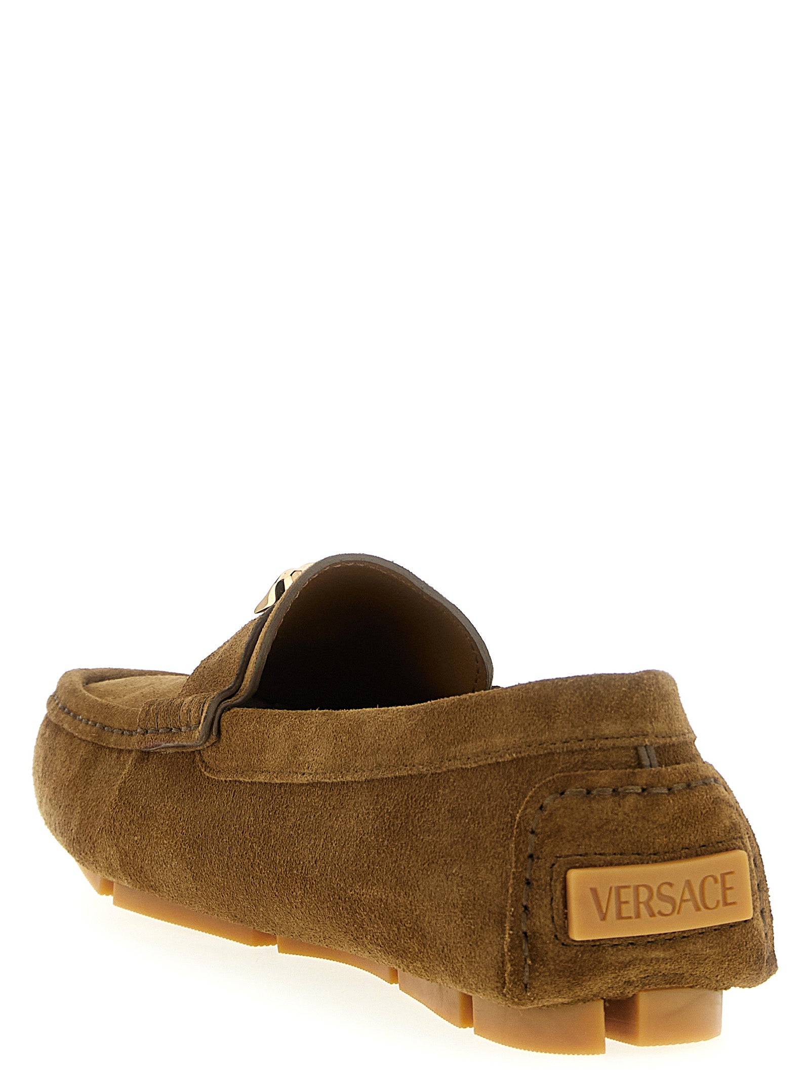 Suede Driver Loafers with Metal Detail