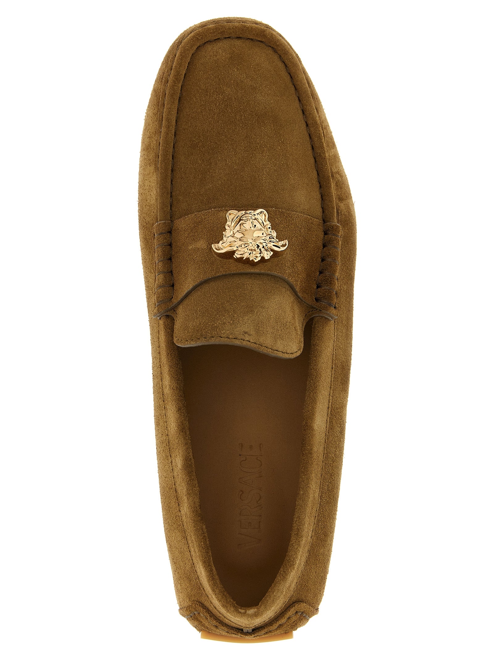 Suede Driver Loafers with Metal Detail