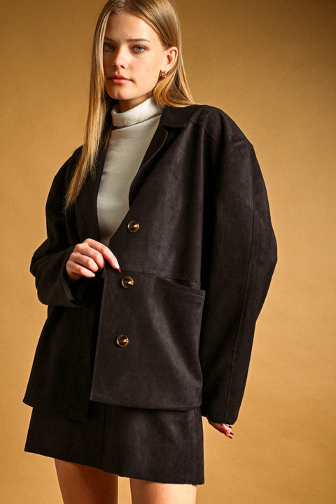 Suede Oversized Blazer