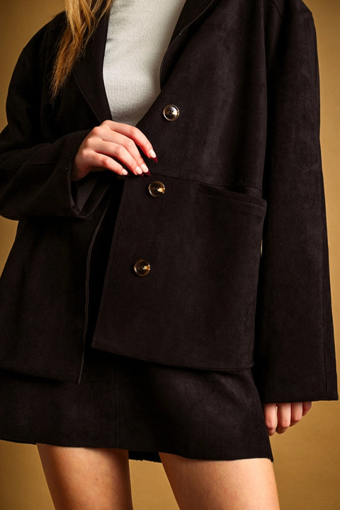 Suede Oversized Blazer