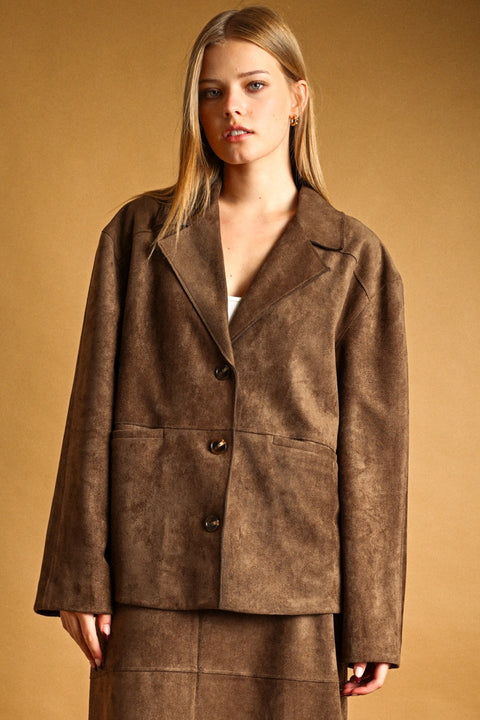 Suede Oversized Blazer