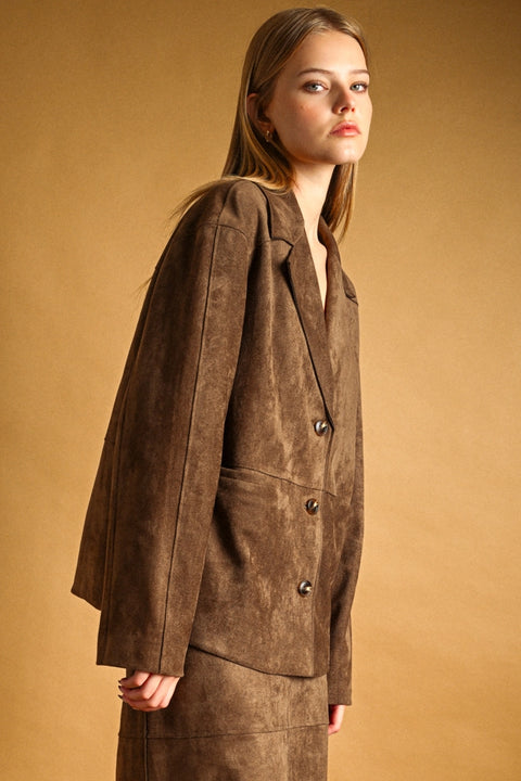 Suede Oversized Blazer