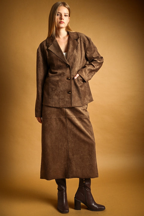 Suede Oversized Blazer