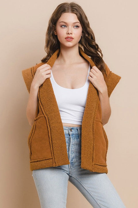 Suede Oversized Open Vest-Vest-TCEC-S-CAMEL-Urbanheer