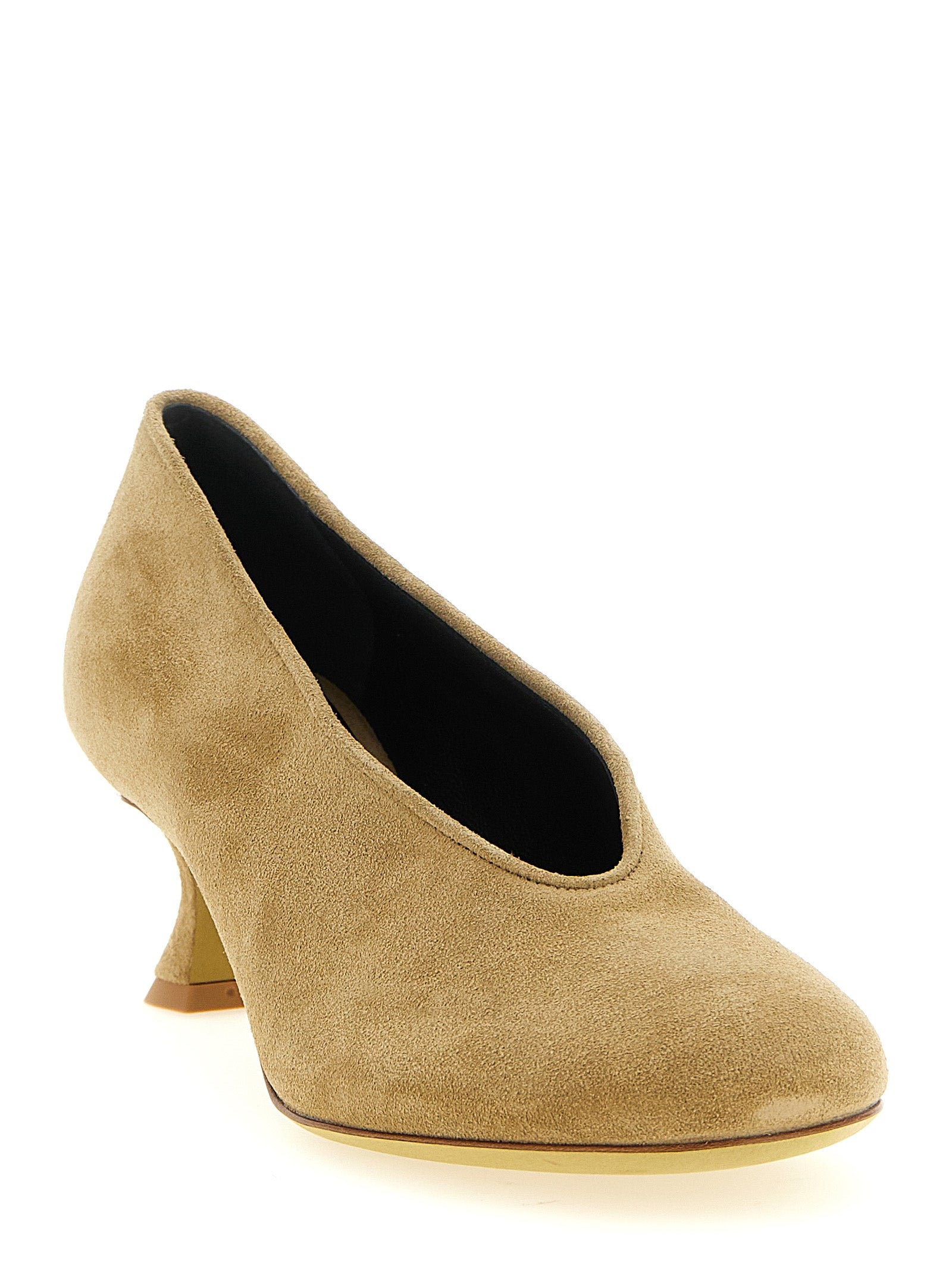 Suede Pumps with Spool Heel