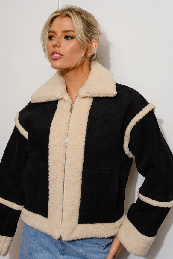Suede Shearling Jacket-Jacket-Pretty Garbage-S-Black-Urbanheer