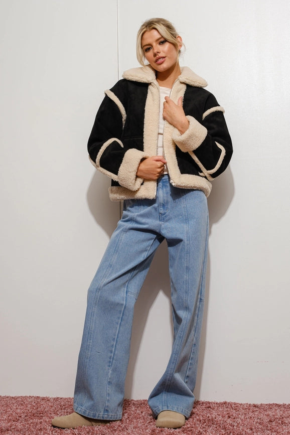 Suede Shearling Jacket-Jacket-Pretty Garbage-S-Black-Urbanheer