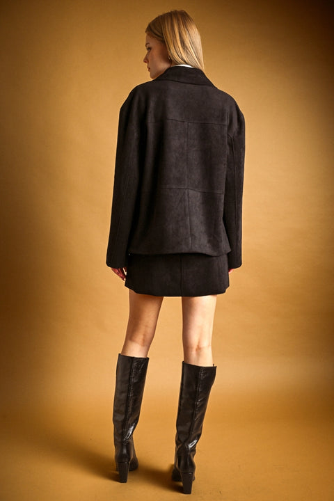 Suede Straight Mini Skirt