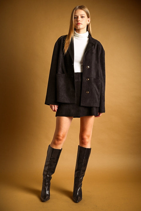 Suede Straight Mini Skirt