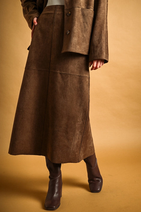 Suede Straight Skirt