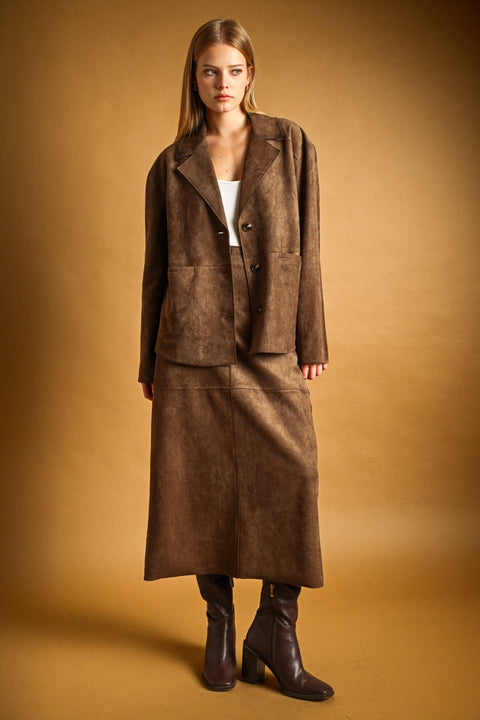 Suede Straight Skirt