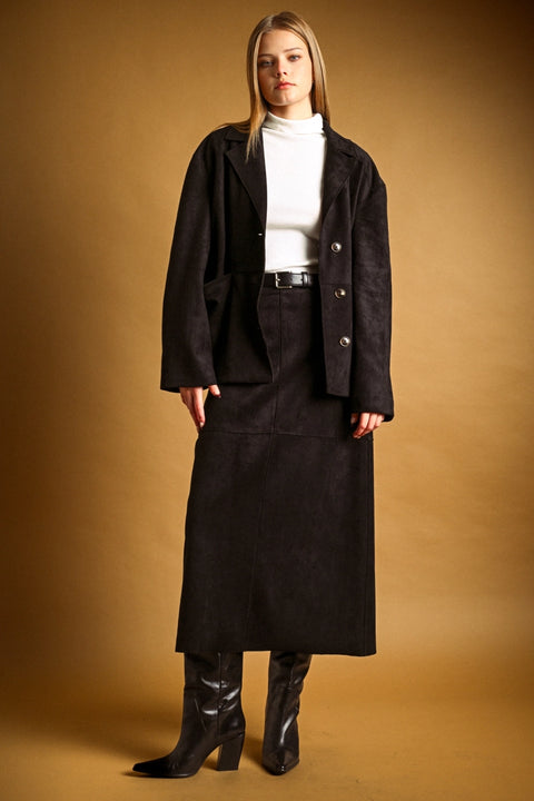 Suede Straight Skirt