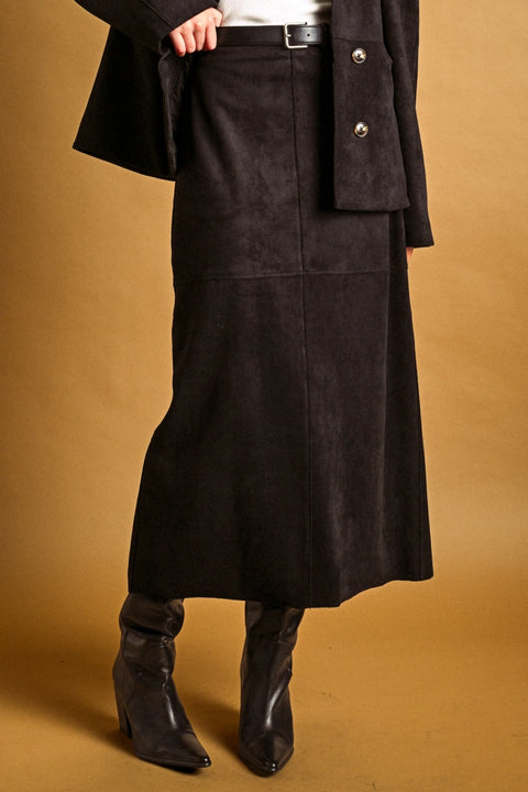 Suede Straight Skirt