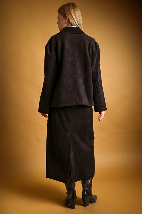 Suede Straight Skirt