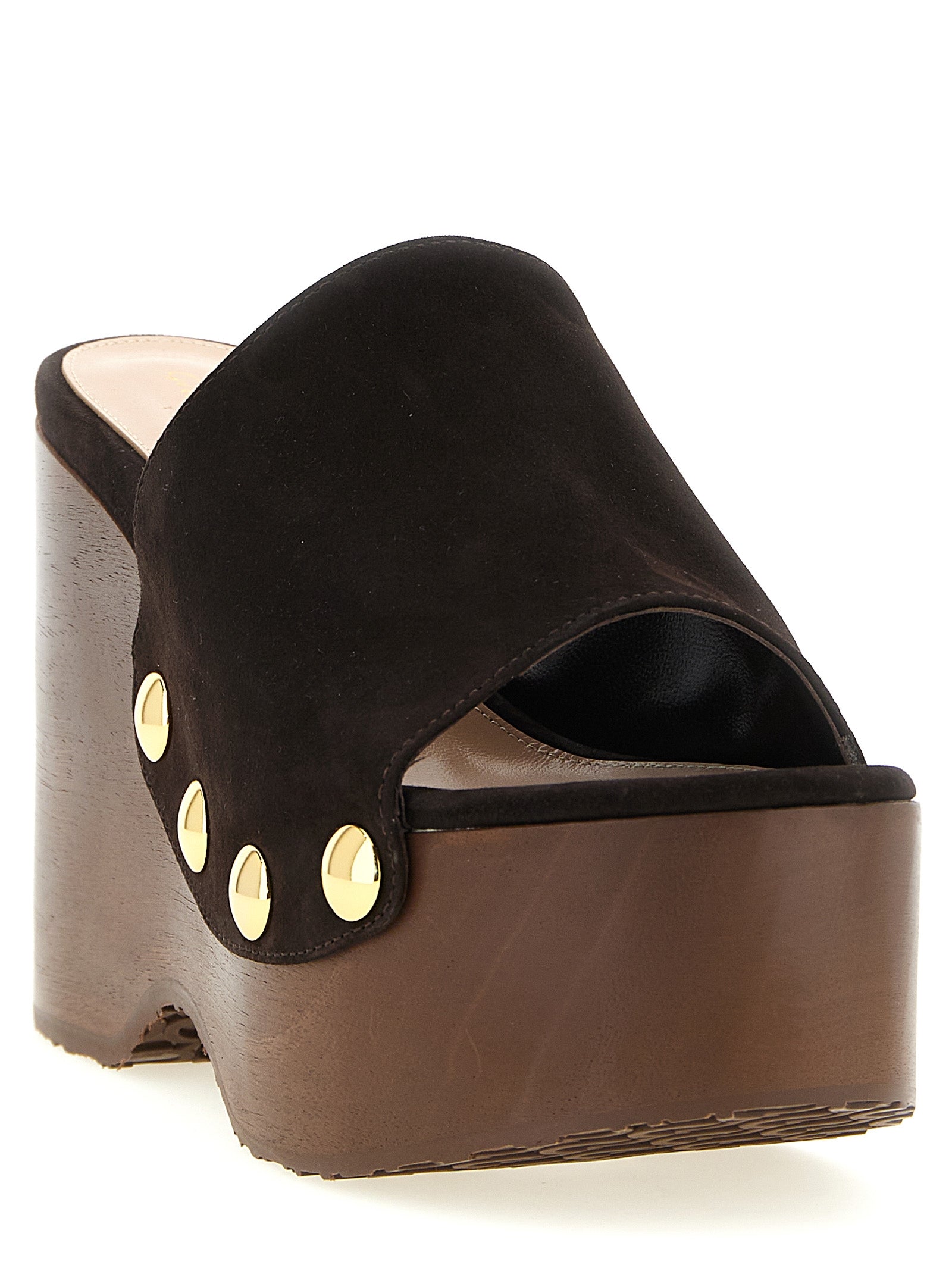 Suede Wooden Wedge Clog with Comfort