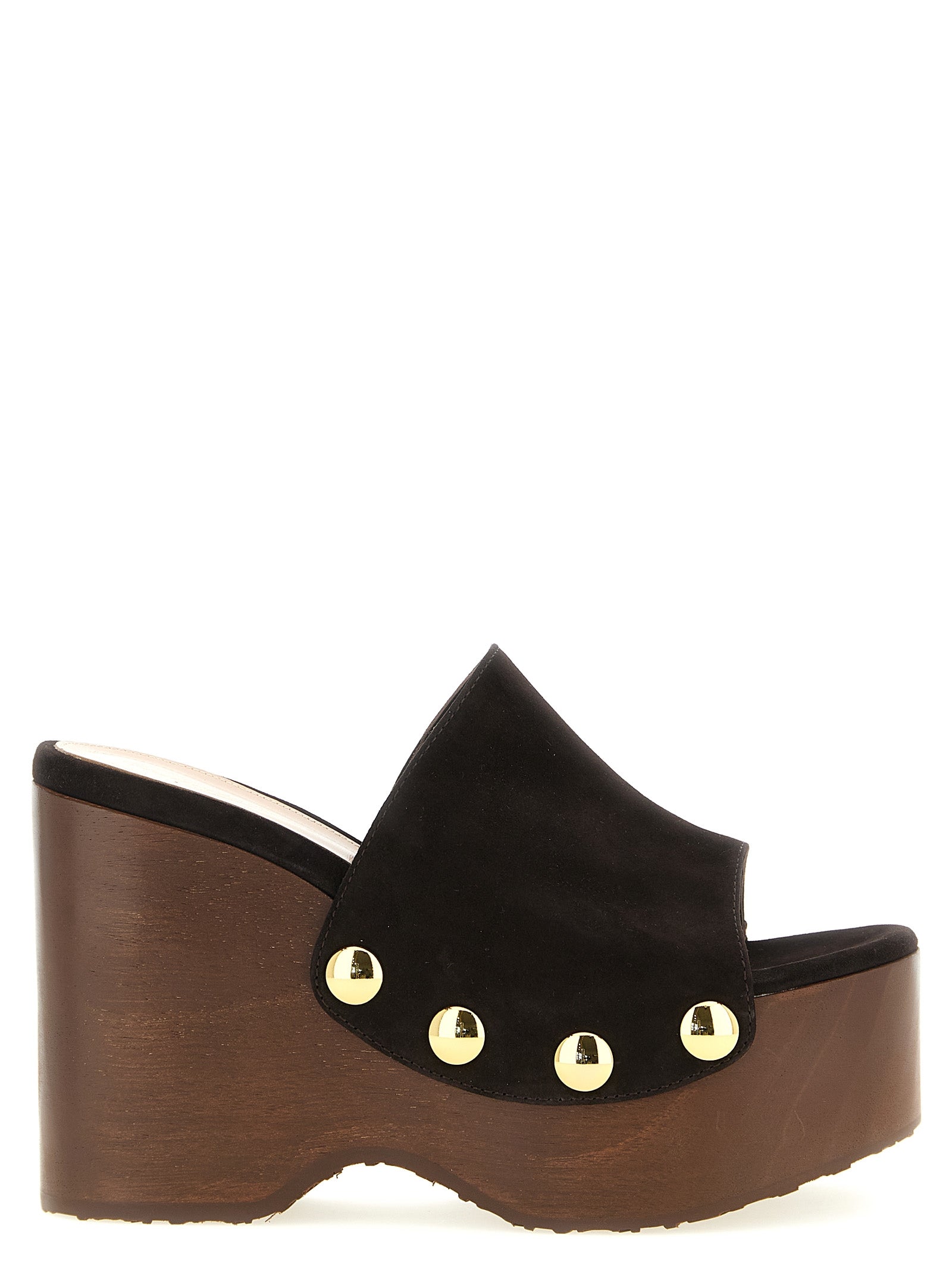 Suede Wooden Wedge Clog with Comfort