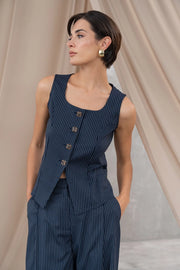 Suit Vest with Pinstripe-Vest-FERRACHE-S-Navy Blue-Urbanheer