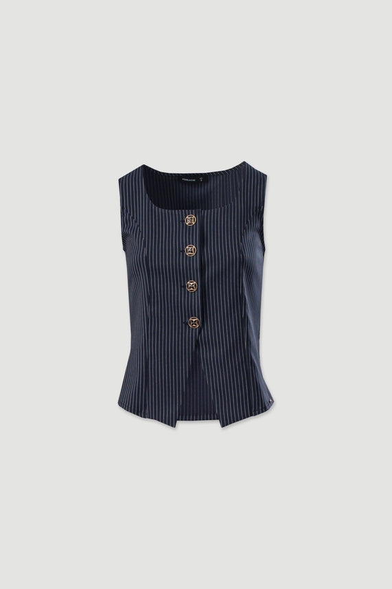 Suit Vest with Pinstripe-Vest-FERRACHE-S-Navy Blue-Urbanheer