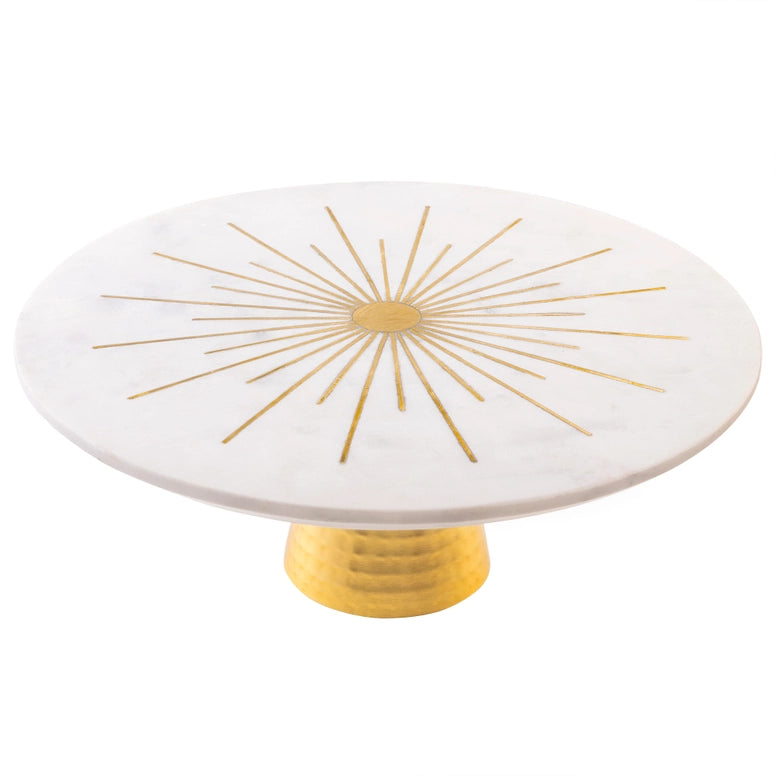 Sunshine Marble Cake Stand, 12"-Cake Stand-GAURI KOHLI-12.0" x 12.0"-Urbanheer