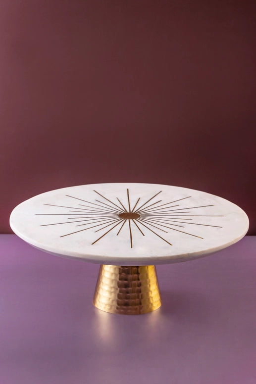 Sunshine Marble Cake Stand, 12"-Cake Stand-GAURI KOHLI-12.0" x 12.0"-Urbanheer