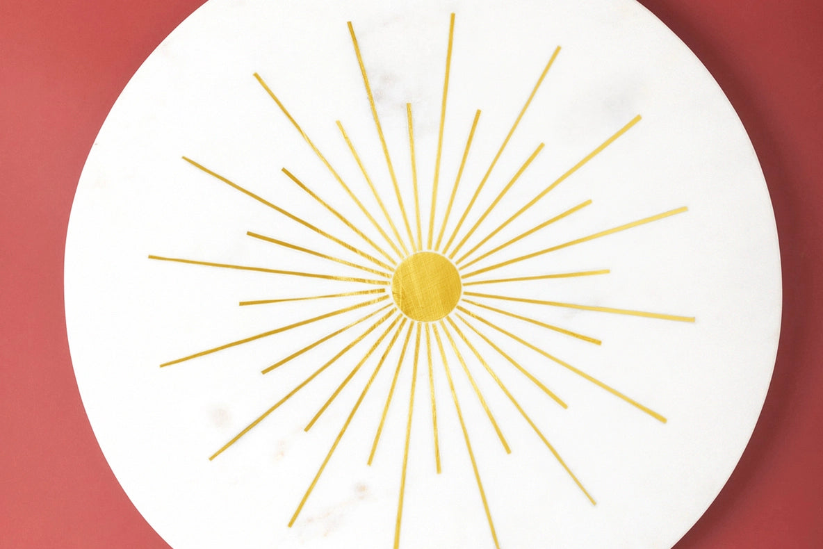 Sunshine Marble Cheese Board, 12"-Cheese Board-GAURI KOHLI-12" x 12" inches-Urbanheer