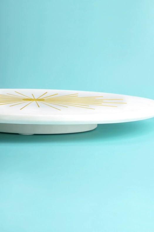 Sunshine Marble Lazy Susan, 16"-Turn table-GAURI KOHLI-16 x 16 x 2 in (40.6 x 40.6 x 5.1 cm)-Urbanheer