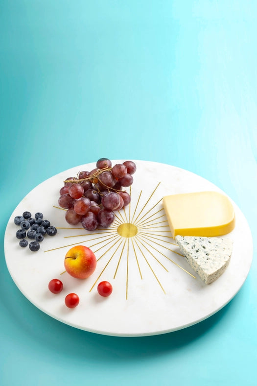 Sunshine Marble Lazy Susan, 16"-Turn table-GAURI KOHLI-16 x 16 x 2 in (40.6 x 40.6 x 5.1 cm)-Urbanheer