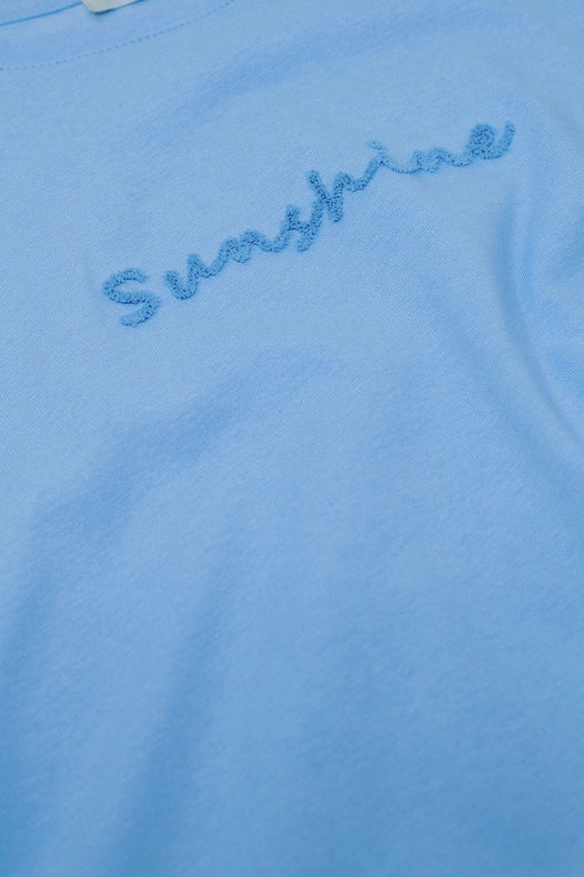 Sunshine Oversized T-Shirt With Textured Text At The Front In Blue-T-Shirt-Q2-One Size-Blue-Urbanheer