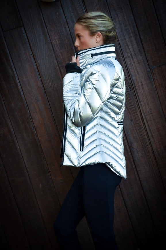 Super Hero Puffer with Reflective Trim (Jls) SILVER-Puffer Jacket-Blanc Noir-XS-SILVER-Urbanheer