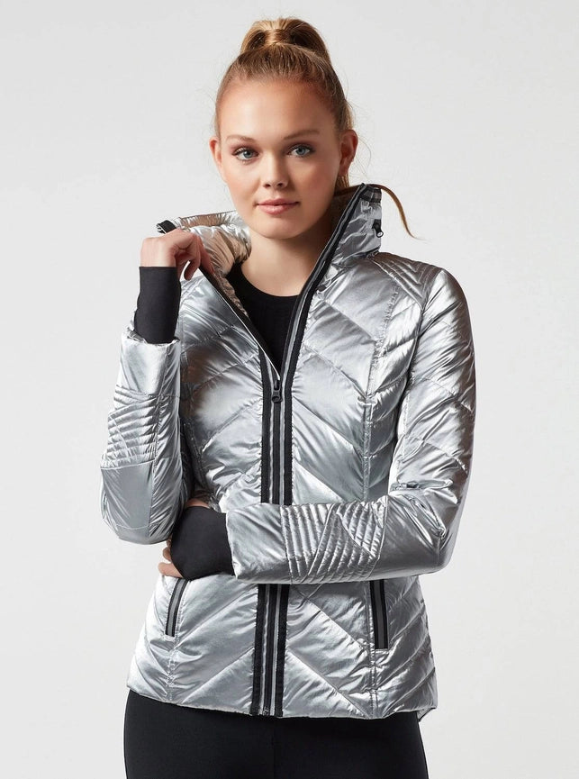Super Hero Puffer with Reflective Trim (Jls) SILVER-Puffer Jacket-Blanc Noir-XS-SILVER-Urbanheer