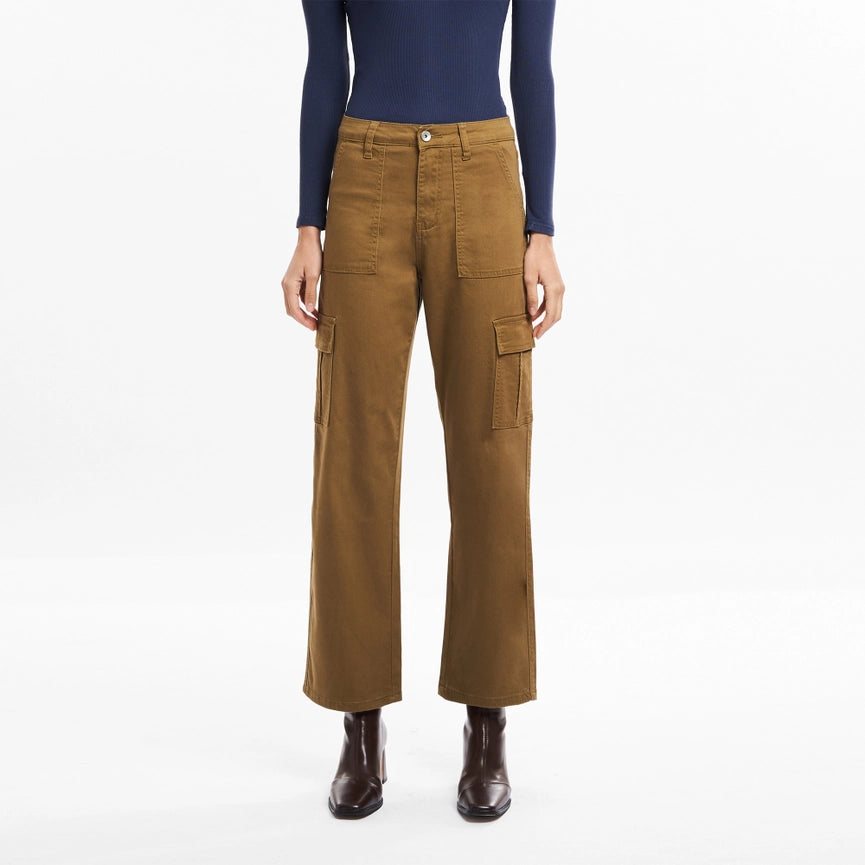 Super High Rise Cargo Straight Twill Pants CAMEL-Cargo Pants-BAYEAS-24-CAMEL-Urbanheer
