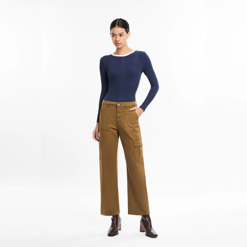 Super High Rise Cargo Straight Twill Pants CAMEL-Cargo Pants-BAYEAS-24-CAMEL-Urbanheer