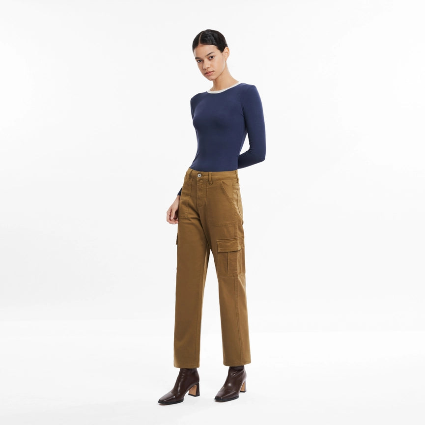 Super High Rise Cargo Straight Twill Pants CAMEL-Cargo Pants-BAYEAS-24-CAMEL-Urbanheer