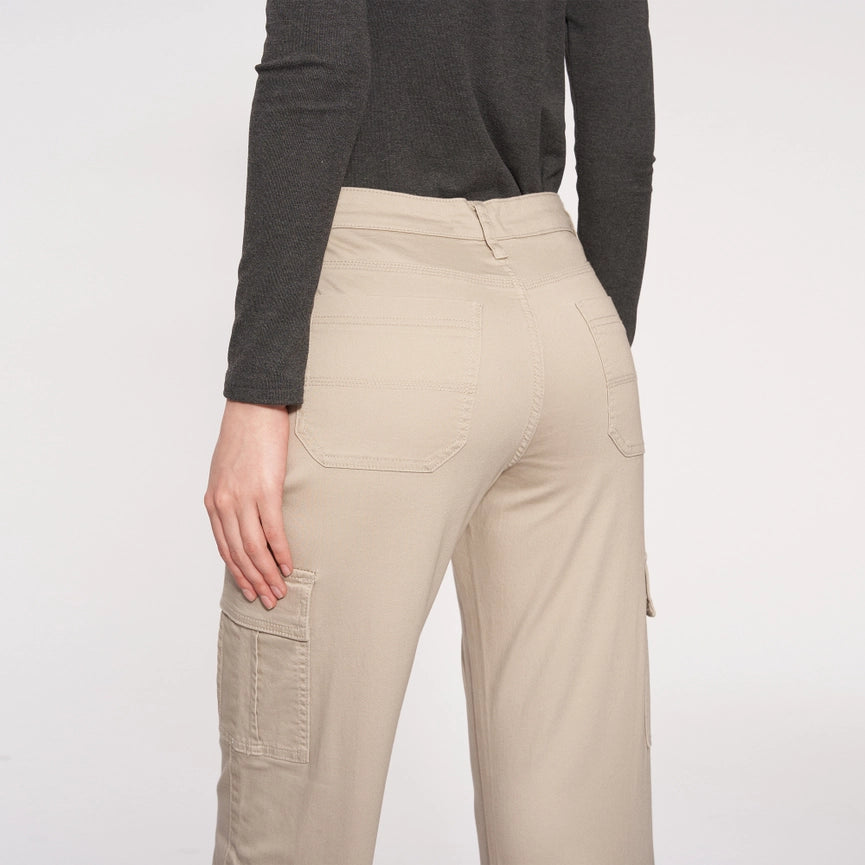 Super High Rise Cargo Straight Twill Pants STONE-Cargo Pants-BAYEAS-24-STONE-Urbanheer