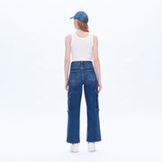 Super High Rise Cargo Straight Wide Leg Jeans INDIGO ROCK-Jeans-BAYEAS-24-INDIGO ROCK-Urbanheer