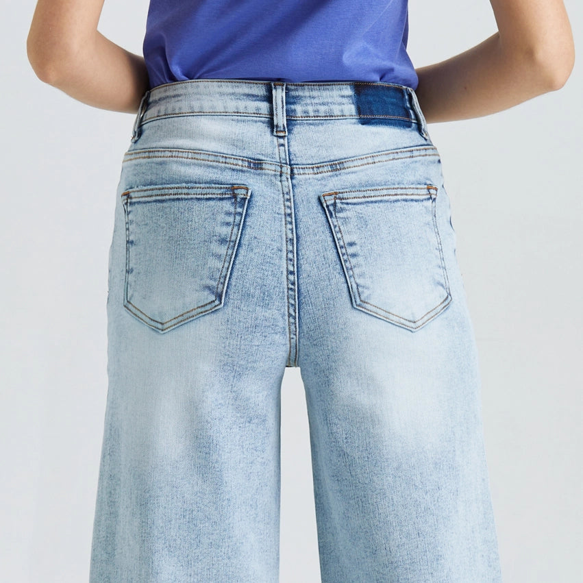 Super High Rise Crop Wide Leg Jeans with Raw Hem LIGHT BLUE-Jeans-BAYEAS-24-LIGHT BLUE-Urbanheer