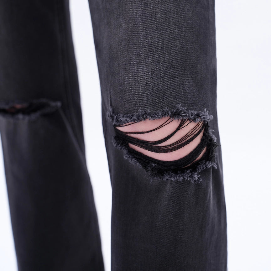 Super High Rise Flare Jeans with Finished Hem BLACK ROCK-Jeans-BAYEAS-24-BLACK ROCK-Urbanheer