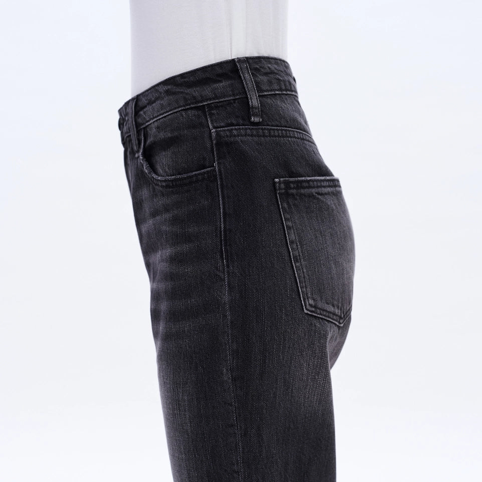 Super High Rise Flare Jeans with Raw Hem NIGHT SPIRIT-Jeans-BAYEAS-24-NIGHT SPIRIT-Urbanheer