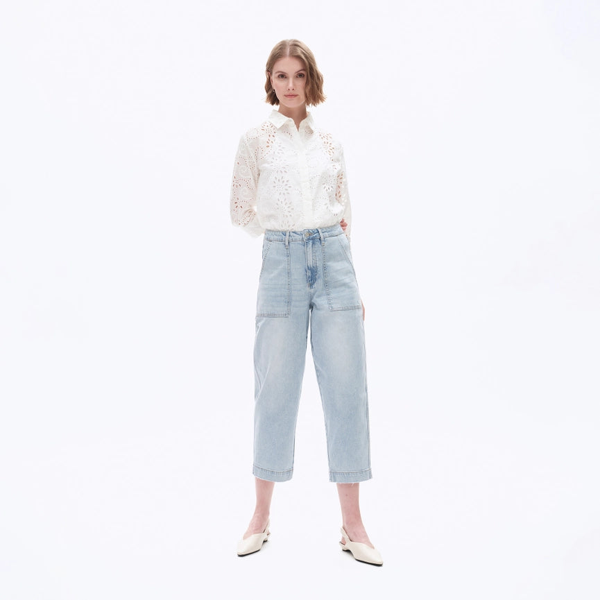 Super High Rise Rise Barrel Jeans with Finished Hem LIGHT BLUE-Jeans-BAYEAS-24-LIGHT BLUE-Urbanheer