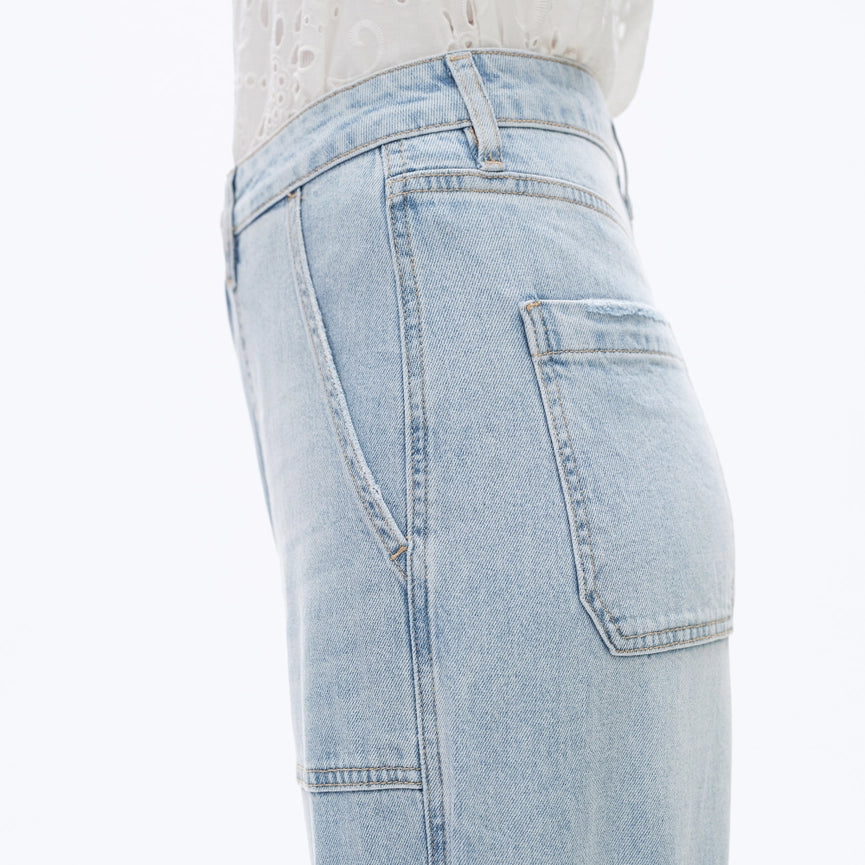Super High Rise Rise Barrel Jeans with Finished Hem LIGHT BLUE-Jeans-BAYEAS-24-LIGHT BLUE-Urbanheer
