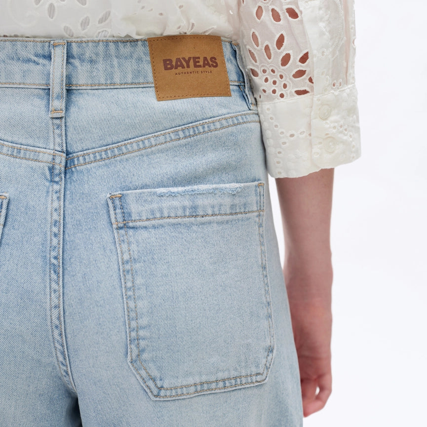 Super High Rise Rise Barrel Jeans with Finished Hem LIGHT BLUE-Jeans-BAYEAS-24-LIGHT BLUE-Urbanheer