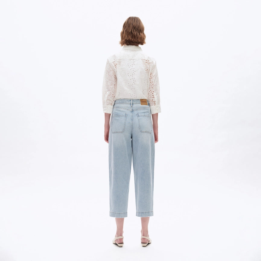 Super High Rise Rise Barrel Jeans with Finished Hem LIGHT BLUE-Jeans-BAYEAS-24-LIGHT BLUE-Urbanheer