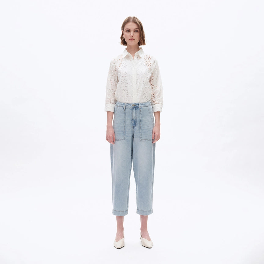Super High Rise Rise Barrel Jeans with Finished Hem LIGHT BLUE-Jeans-BAYEAS-24-LIGHT BLUE-Urbanheer