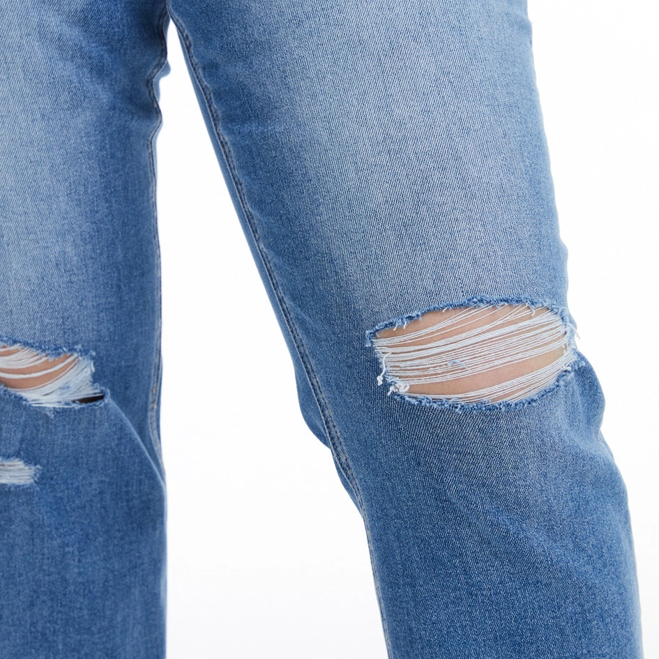 Super High Rise Slim Straight Jeans with Raw Hem SURF BLUE-Jeans-BAYEAS-14W-SURF BLUE-Urbanheer