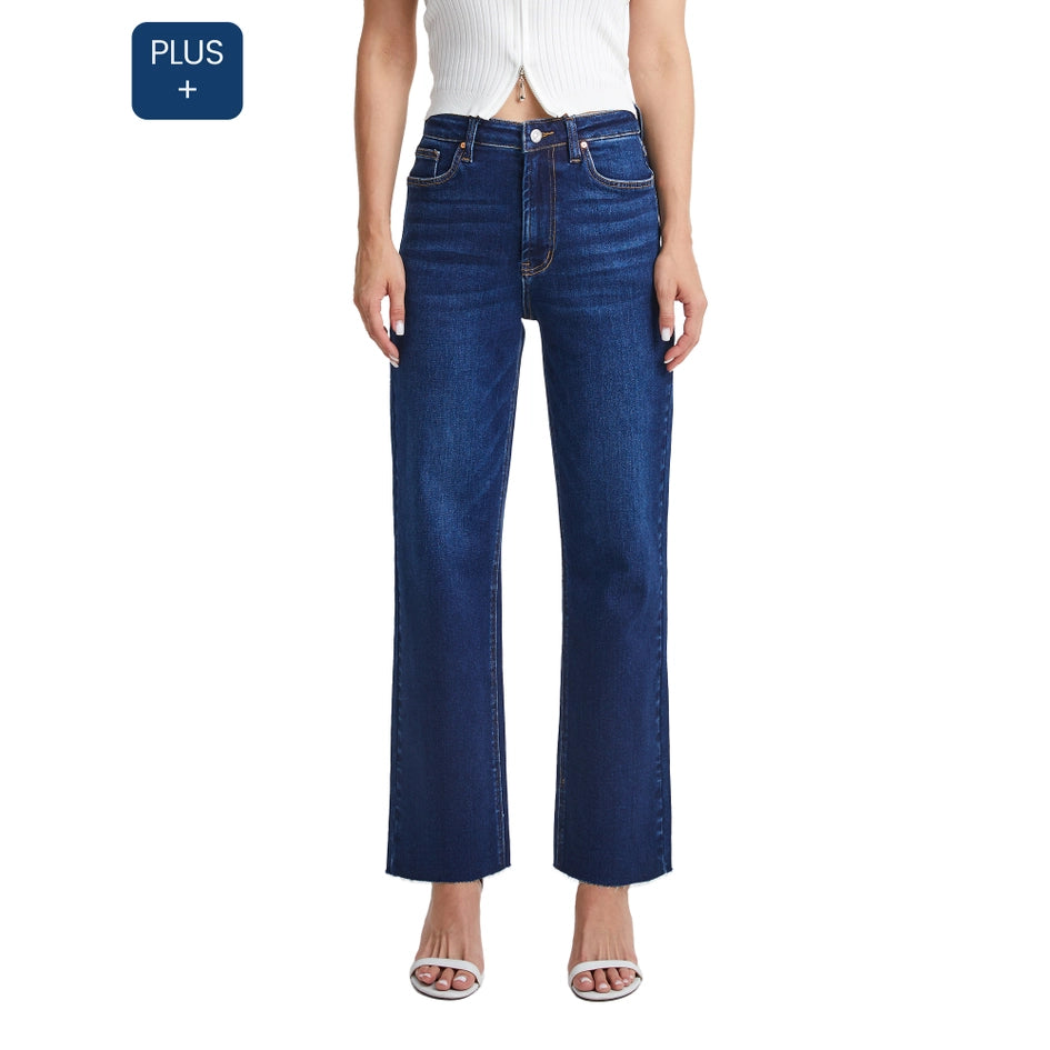 Super High Rise Straight Jeans with Raw Hem Jeans ULTRAMARINE-Jeans-BAYEAS-14W-ULTRAMARINE-Urbanheer