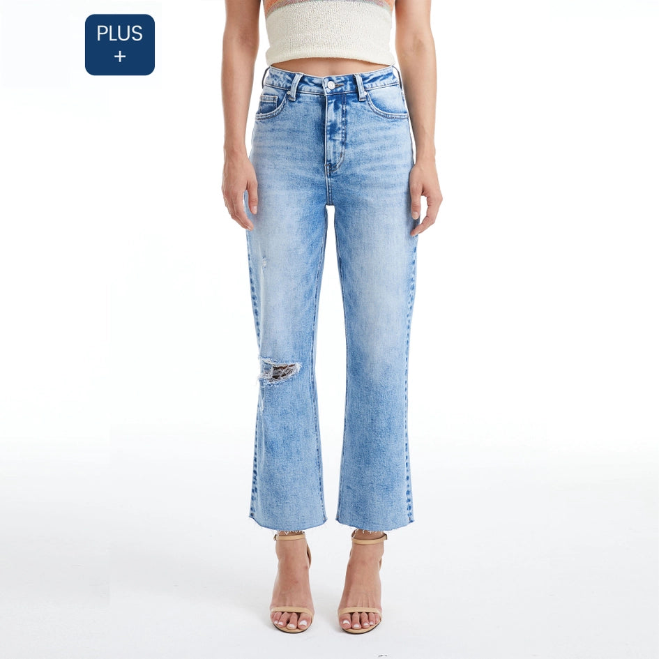 Super High Rise Straight Jeans with Raw Hem PARADISE-Jeans-BAYEAS-14W-PARADISE-Urbanheer