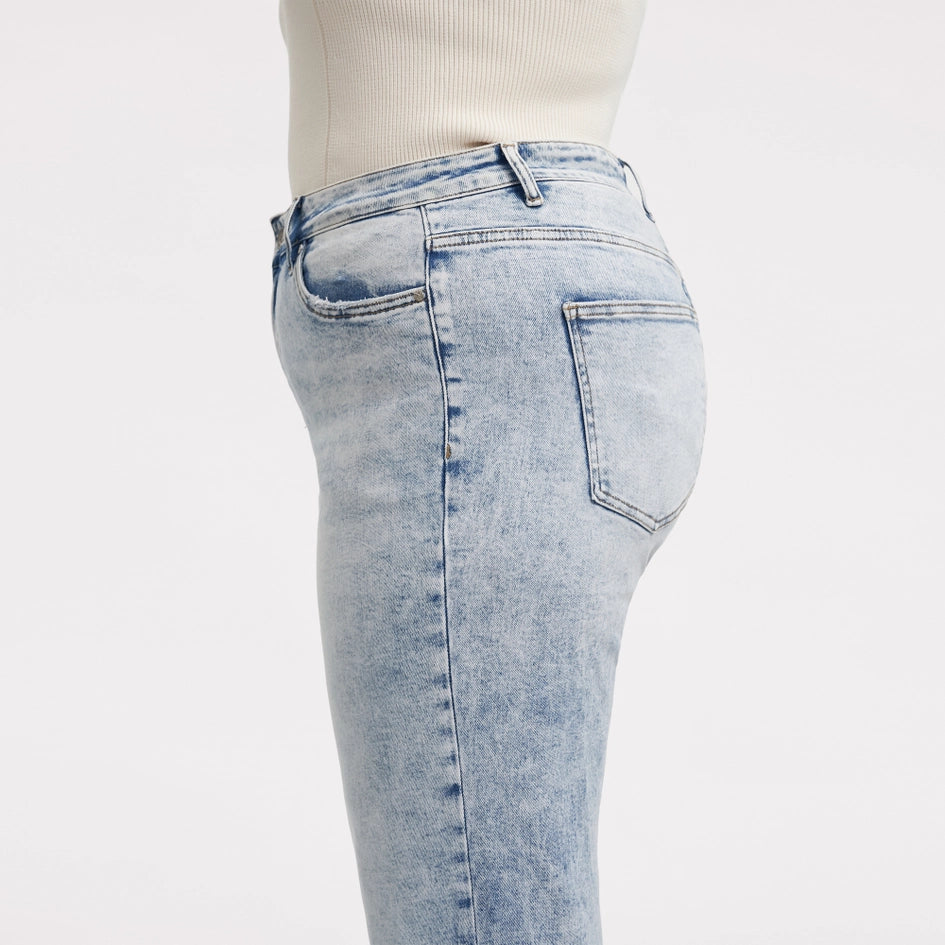 Super High Rise Straight Jeans with Raw Hem SNOWFLAKE-Jeans-BAYEAS-14W-SNOWFLAKE-Urbanheer