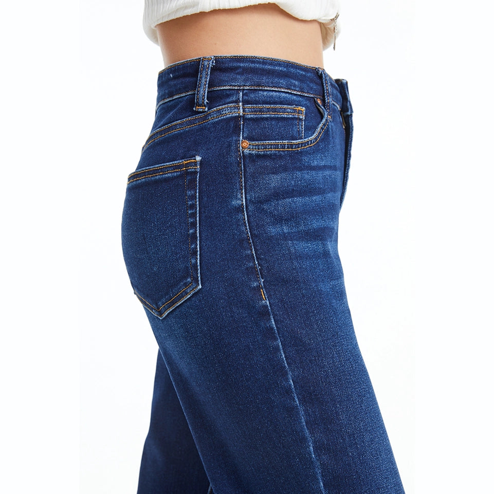 Super High Rise Straight Jeans with Raw Hem ULTRAMARINE-Jeans-BAYEAS-24-ULTRAMARINE-Urbanheer